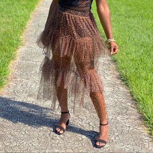 Leopard print sheer skirt
